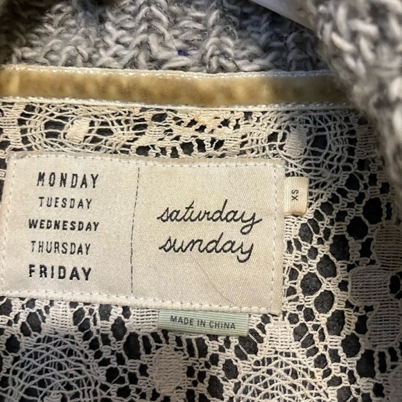 Anthropologie Cardigan Sweater Waterfall Front Gray Oversized Sz XS‎ - Picture 2 of 6